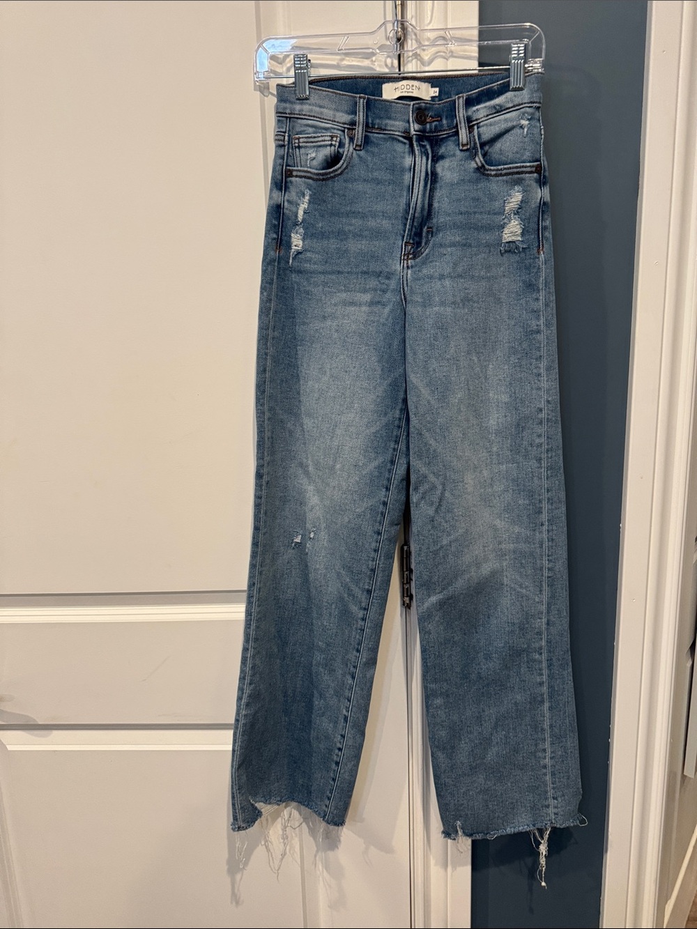Hidden The Buckle Wide-Leg Distressed Women's Jeans 24 stretch